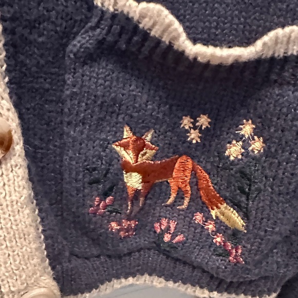 Embroidered Navy Cardigan Sweater - Picture 3 of 4